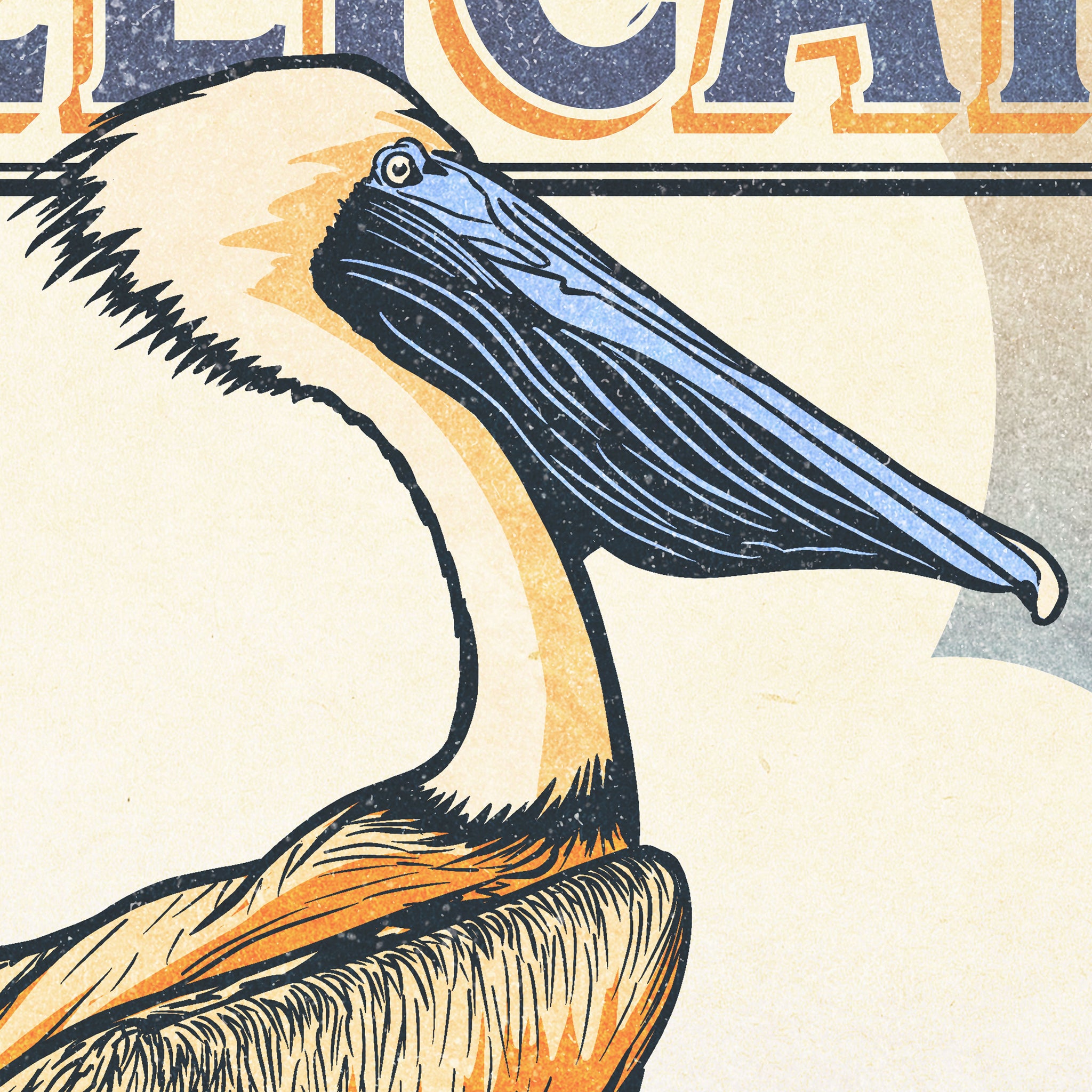 Retro Style Humorous Brown Pelican Poster Giclee Art Print - The