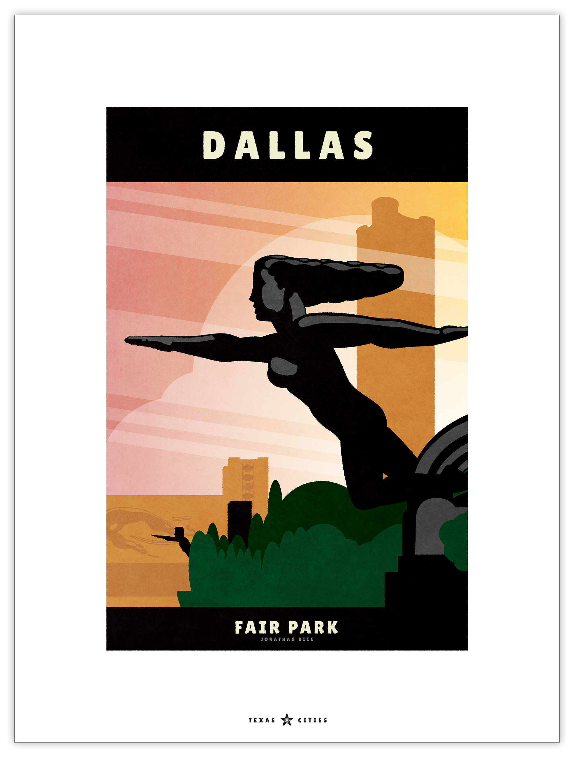 Art Deco Statues in Fair Park Poster Giclee Art Print