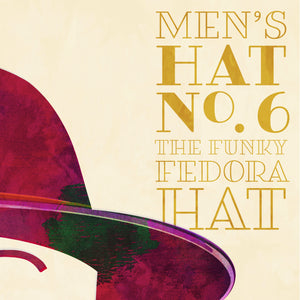 Detail of Colorful portrait of a funky fedora hat with a quote from London milliner Philip Treacy — “How a hat makes you feel is what a hat is all about.” Bold graphic shapes in bright colors combined with sophisticated typography and intriguing negative space creates a compelling art piece.