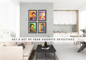 A series of famous detective prints.