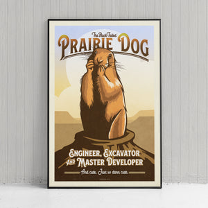 Retro Style Humorous Prairie Dog Poster Giclee Art Print