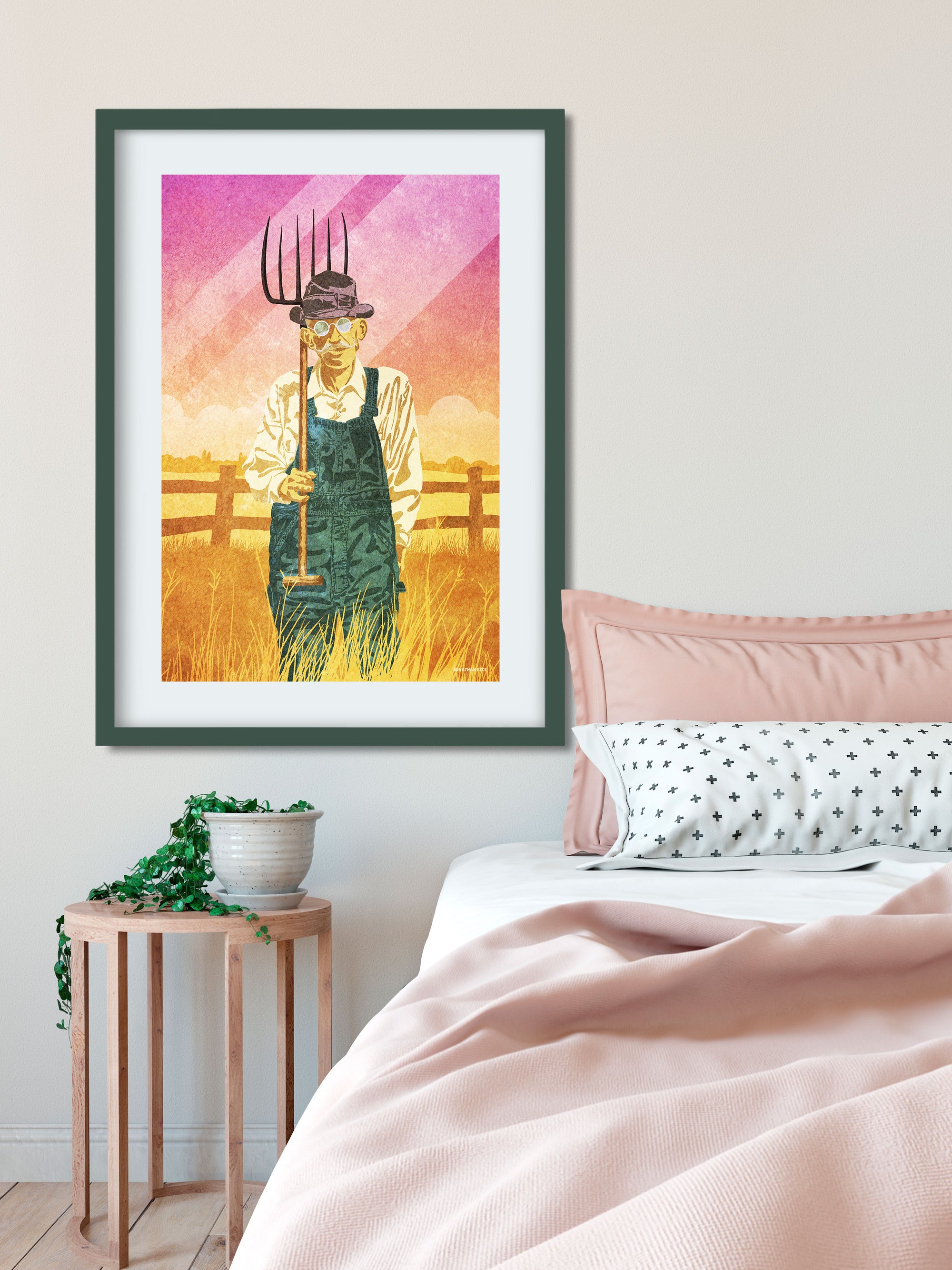 Retro Styled Portrait of an American Farmer Giclee Art Print - The