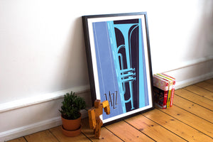 Mid Century Jazz Trumpet Giclee Art Print