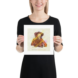 Retro styled art print of 1800’s Texas Ranger Andrew Jackson Sowell. Bold graphic lines are complemented by colorful streaks giving the piece a sense of movement. The print has the words “Texas Ranger Andrew Jackson Sowell” on it. Size 10"x10"
