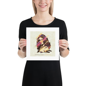Retro styled art print of early 1900’s actress Maude Fealy. Fealy. Bold graphic lines are complemented by colorful streaks giving the piece a sense of movement. The print has the words “Edwardian Beauty Maude Fealy” on it. Size 10"x10"