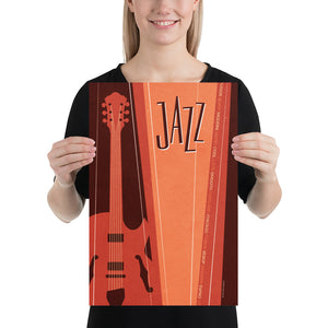 Mid Century Jazz Guitar Giclee Art Print
