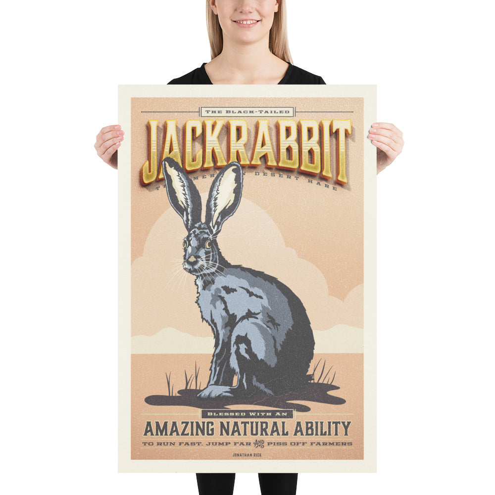 Retro Style Humorous Jackrabbit Poster Giclee Art Print - The
