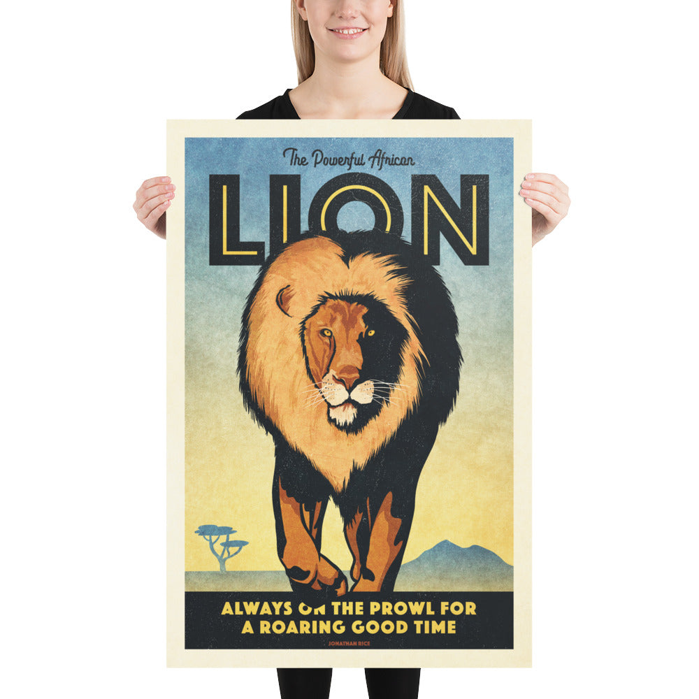 Retro Style Humorous Lion Poster Giclee Art Print - The Creative