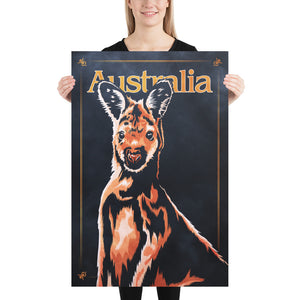 Bold graphic giclée art print of an Australian Wallaby. This Wallaby wall art is perfect for home decor, game room decor or office decor. The graphic style poster wall art makes a great gift for wallaby and kangaroo lovers, poster lovers, animal lovers and country decor lovers. Size24" x 36"