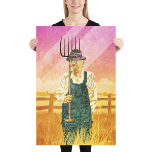 Retro Styled Portrait of an American Farmer Giclee Art Print