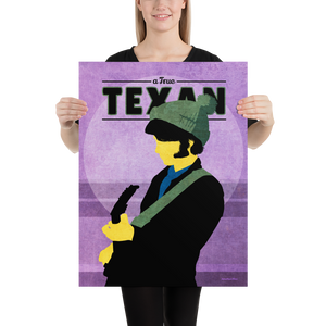 Giclée art print silhouette poster of True Texan Michael Nesmith of the "The Monkees" with guitar and iconic beanie.