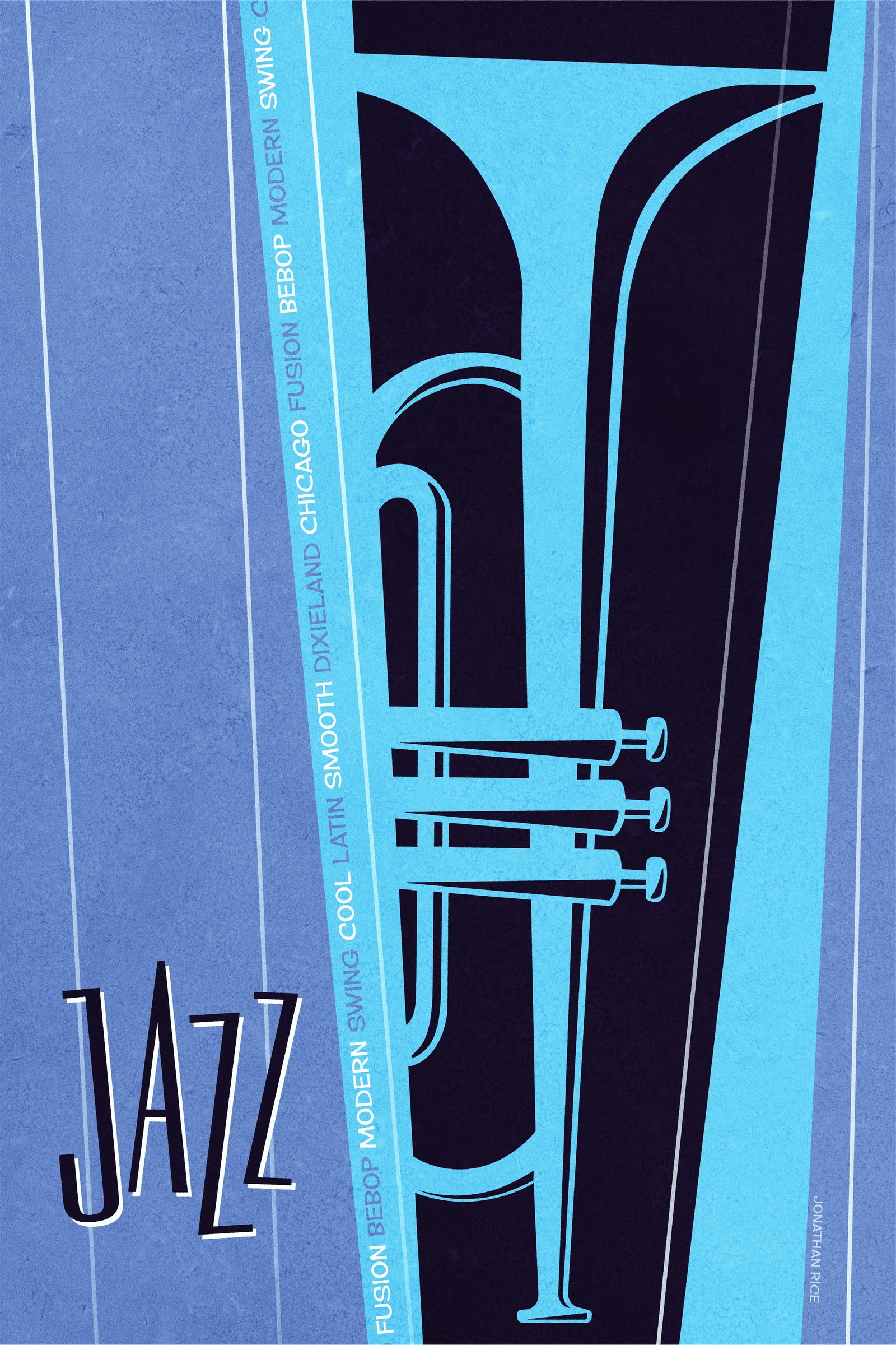 Mid Century Jazz Trumpet Giclee Art Print